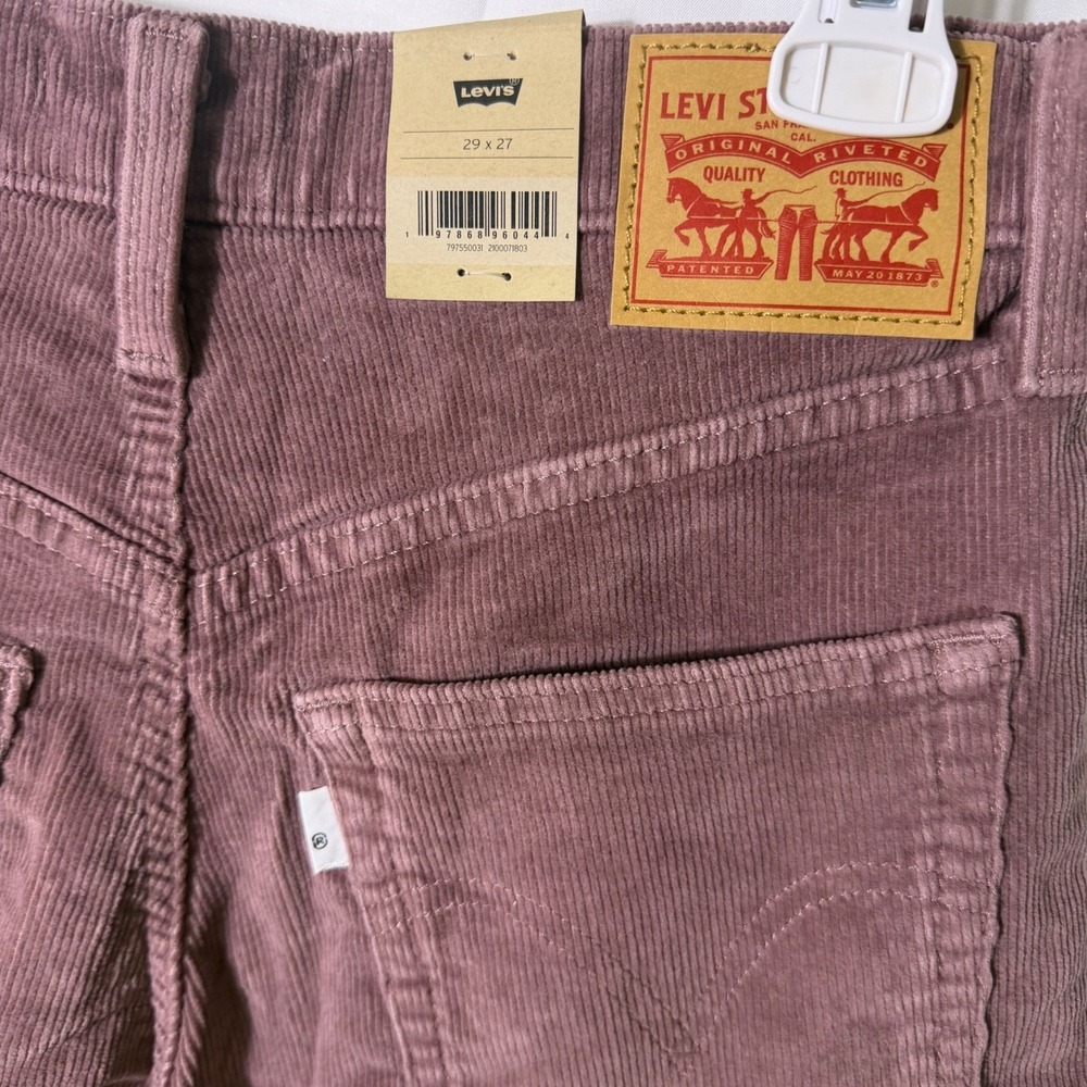 NWT Levi's Ribcage Straight Ankle Corduroy Jeans Rose Taupe 29x27 High Rise - Picture 7 of 10